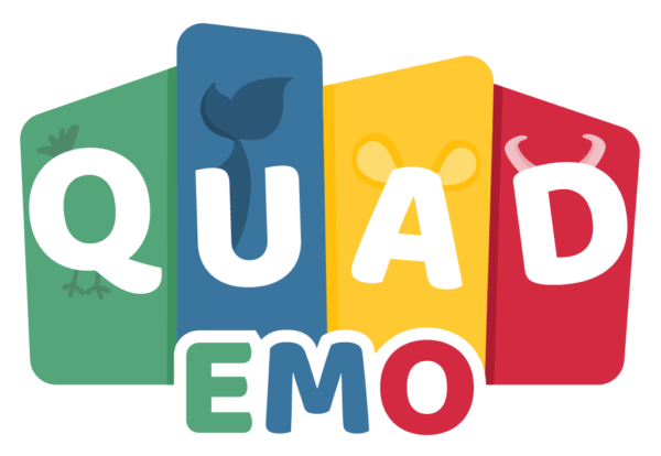 QuadEmo Logo. In 4 colours corresponding to 4 animal quadrants